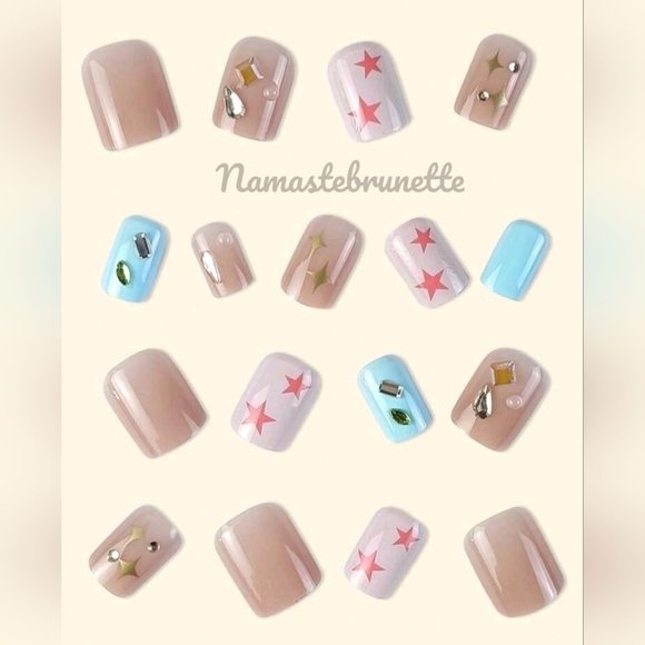 2/$16 3D Rhinestone & Stars Press on Nails - Picture 2 of 5